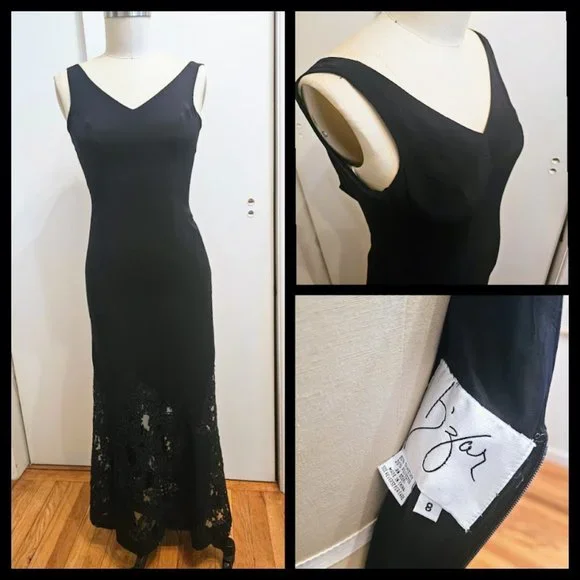 BβZar Black Maxi Sleeveless Gown | Stunning 20.5β Bottom Lace | Size: 8 - Picture 1 of 16